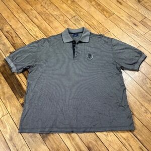 Vintage Burberry Golf Mens XL Polo Shirt Grey Black Micro Stripe Royal Italy